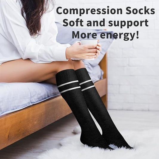 Sports Compression Socks Mid Calf Cotton Blend