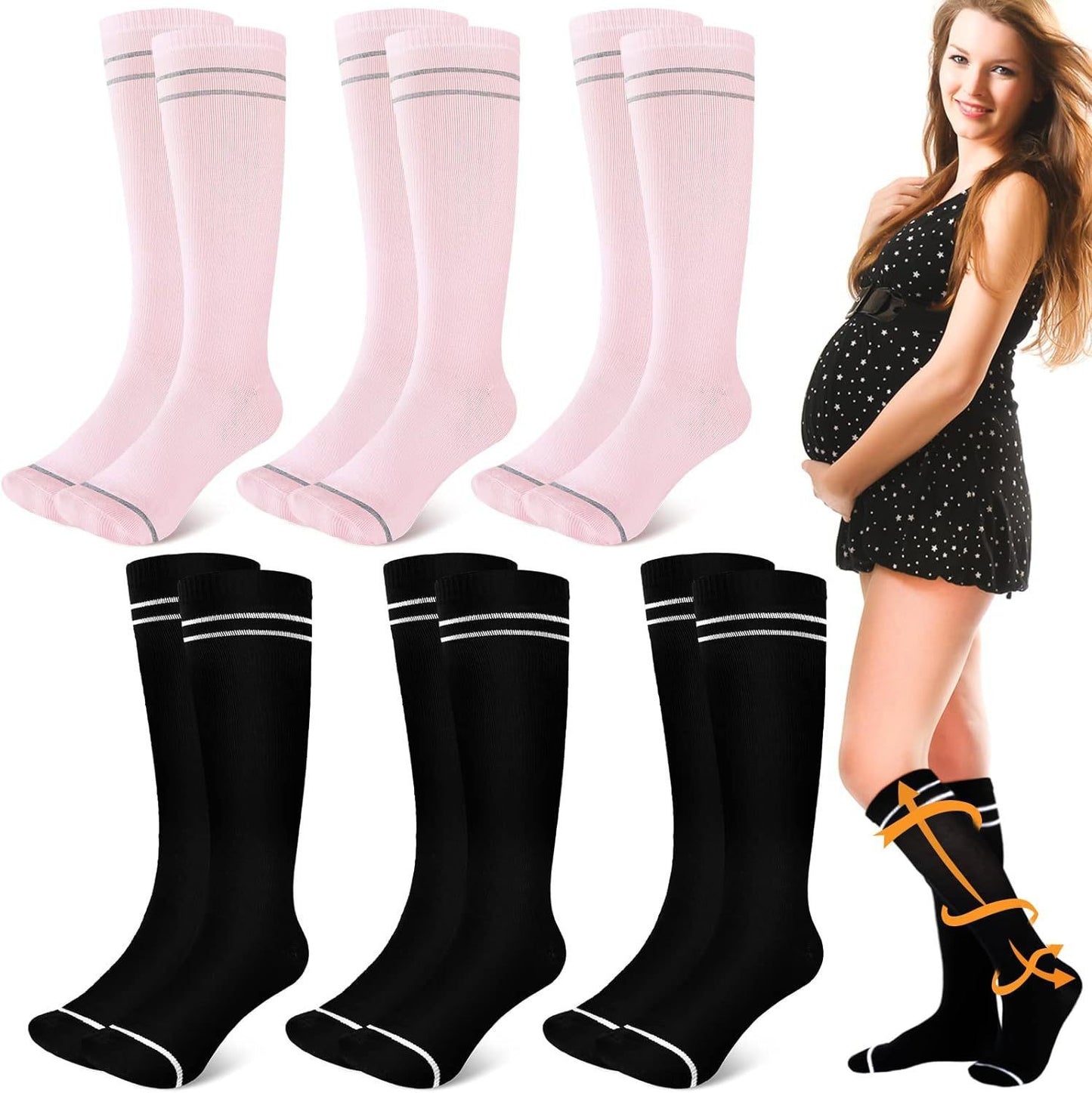 Sports Compression Socks Mid Calf Cotton Blend